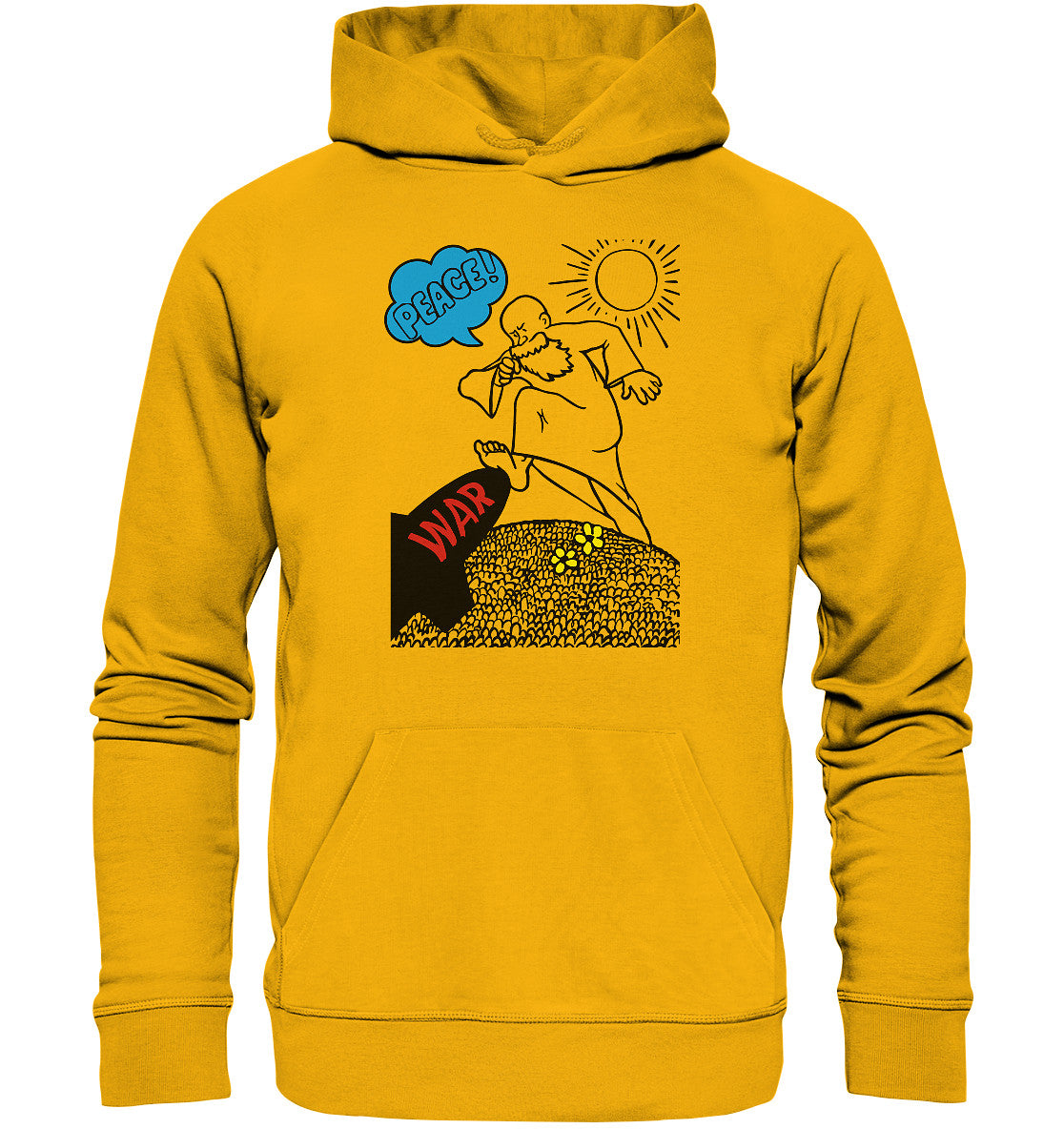 DDR Ostalgie Kapuze / Organic Hoodie Unisex• PEACE & WAR (ORIGINAL DDR-PLAKAT)