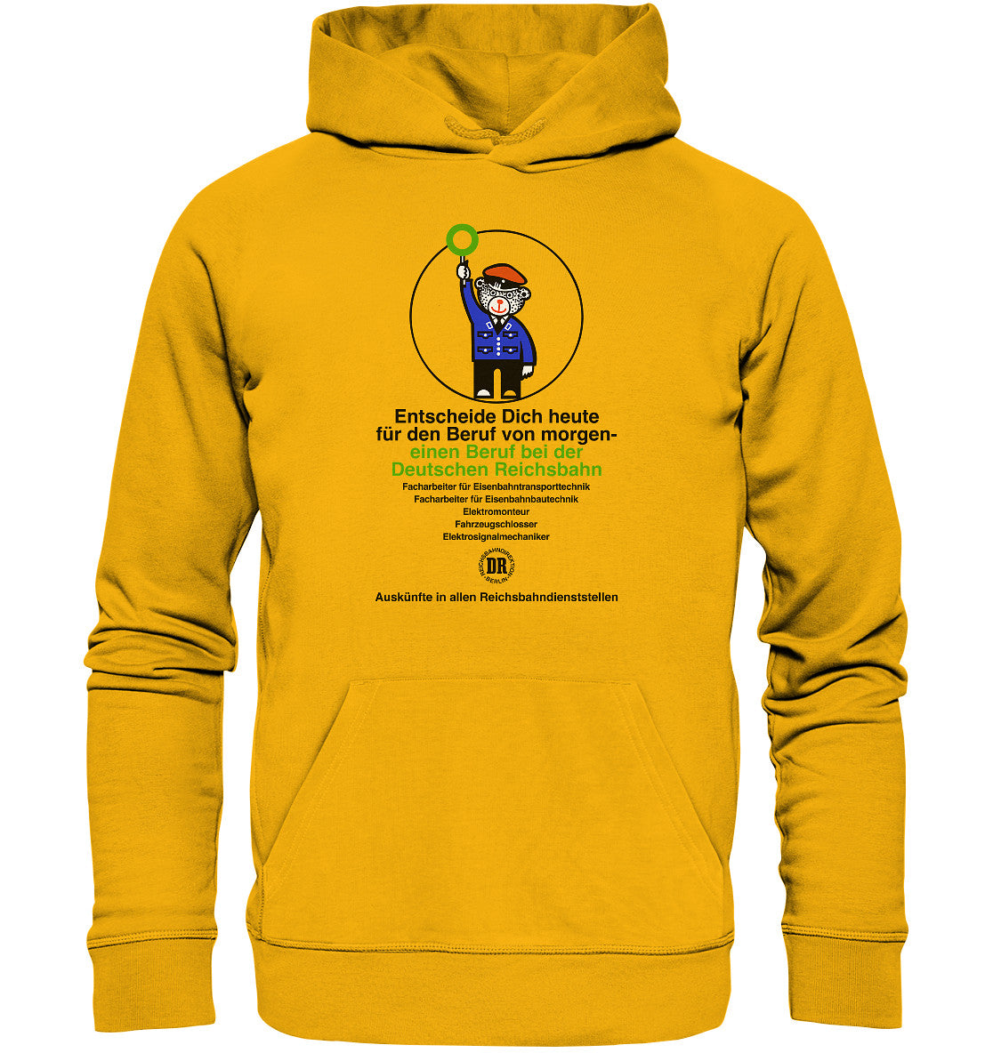 DDR Ostalgie Kapuze / Organic Hoodie Unisex • DEIN BERUF BEI DER DEUTSCHEN REICHSBAHN