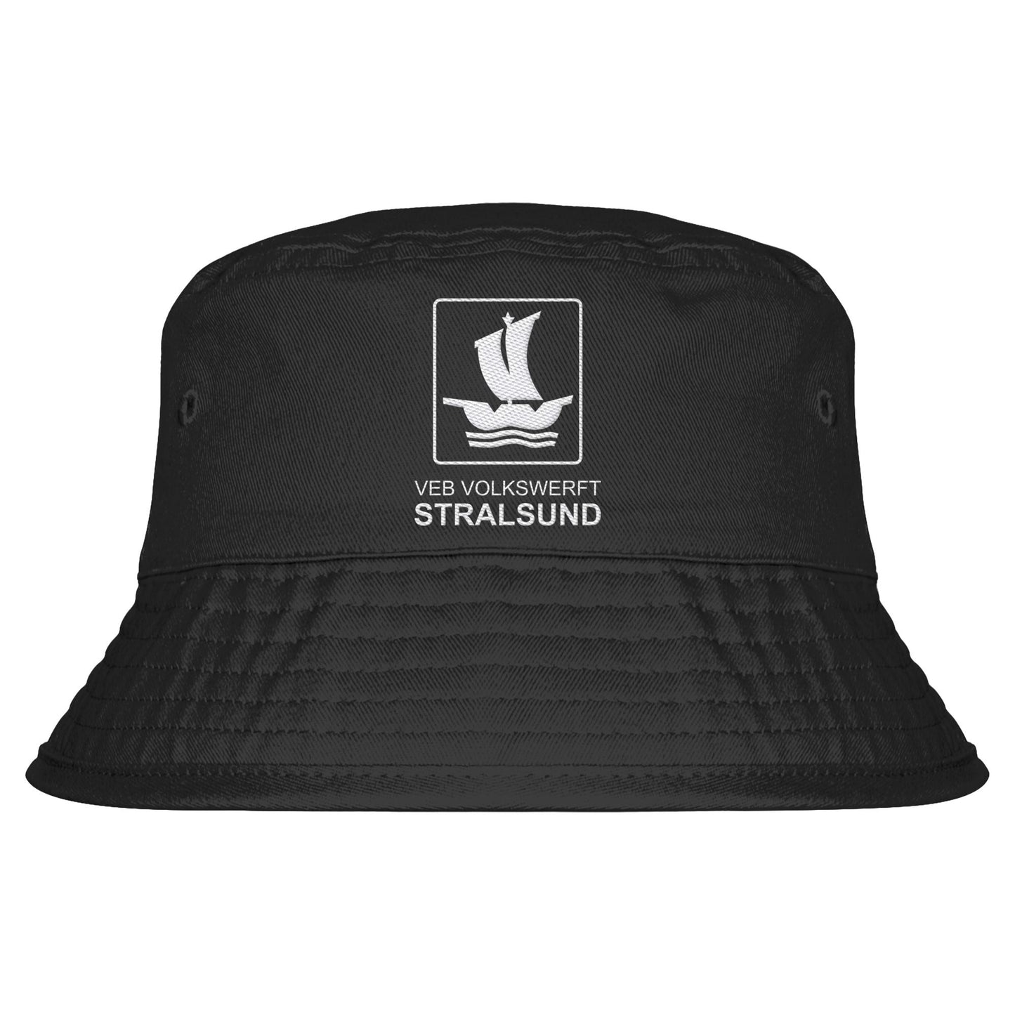 DDR Ostalgie Fischerhut / Bucket Hat bestickt • VEB VOLKSWERFT STRALSUND