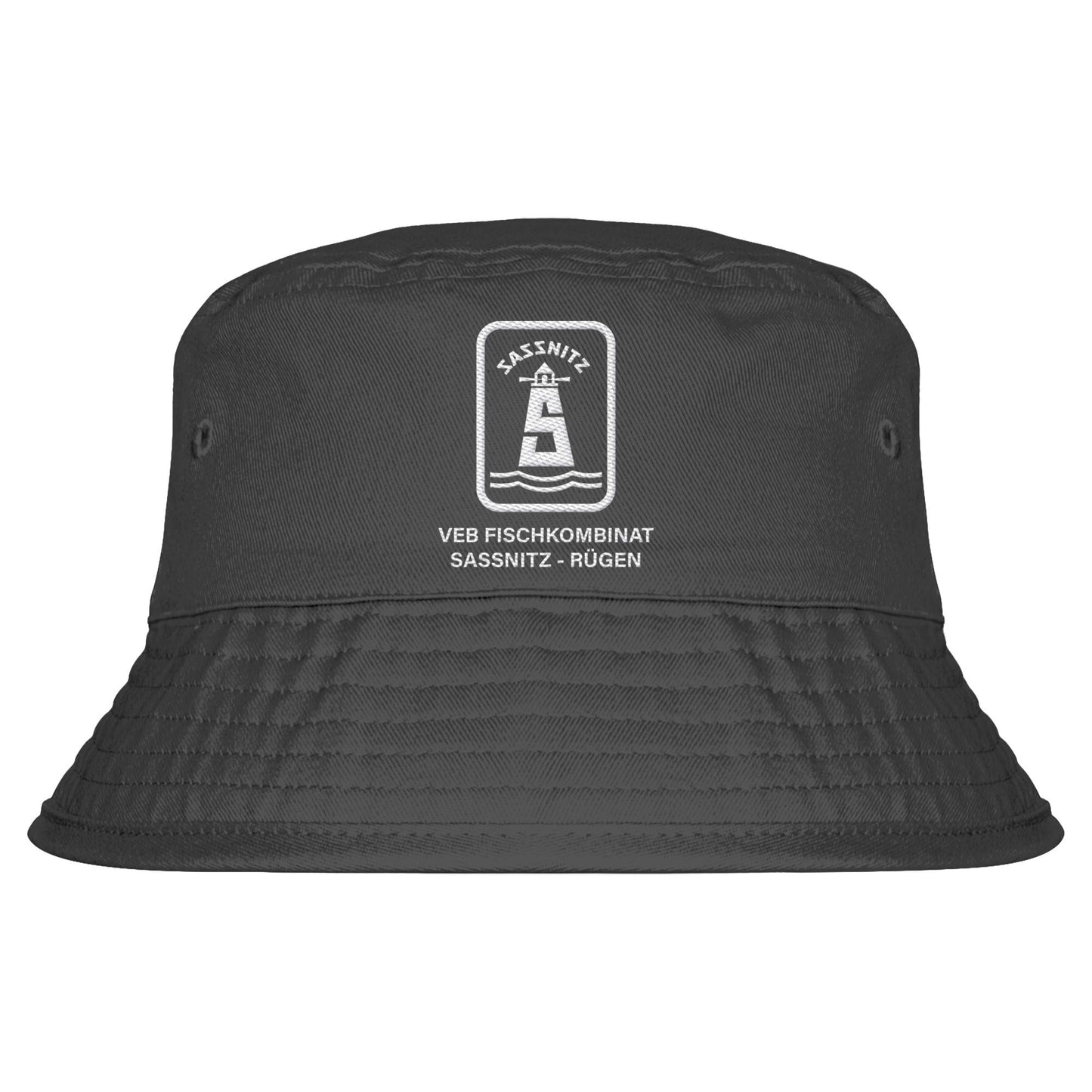 DDR Ostalgie Fischerhut / Bucket Hat bestickt • VEB FISCHKOMBINAT SASSNITZ-RÜGEN