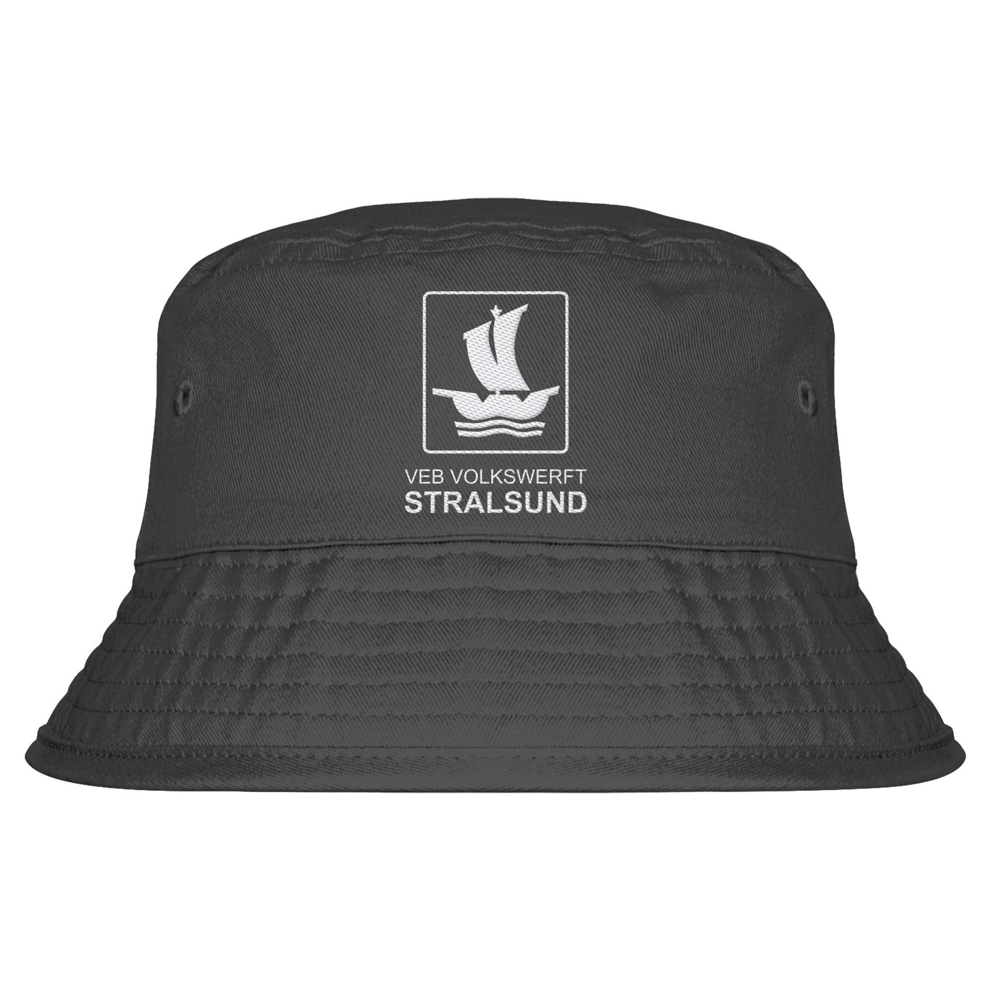 DDR Ostalgie Fischerhut / Bucket Hat bestickt • VEB VOLKSWERFT STRALSUND