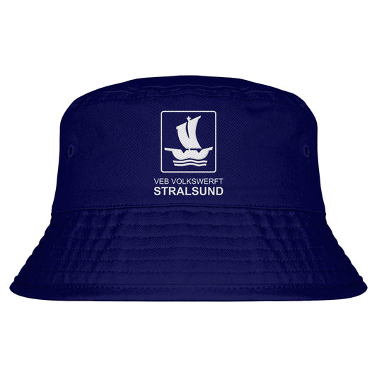 DDR Ostalgie Fischerhut / Bucket Hat bestickt • VEB VOLKSWERFT STRALSUND