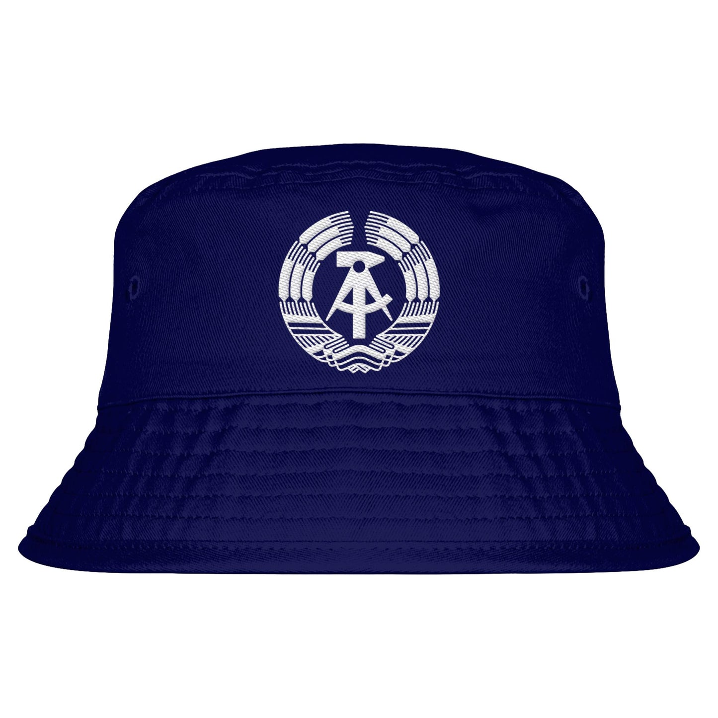 DDR Ostalgie Fischerhut / Bucket Hat bestickt • STAATSWAPPEN DDR MONOCHROM