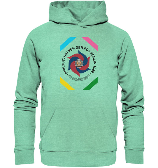 DDR Ostalgie Kapuze / Organic Hoodie Unisex • PFINGSTTREFFEN BERLIN 1989