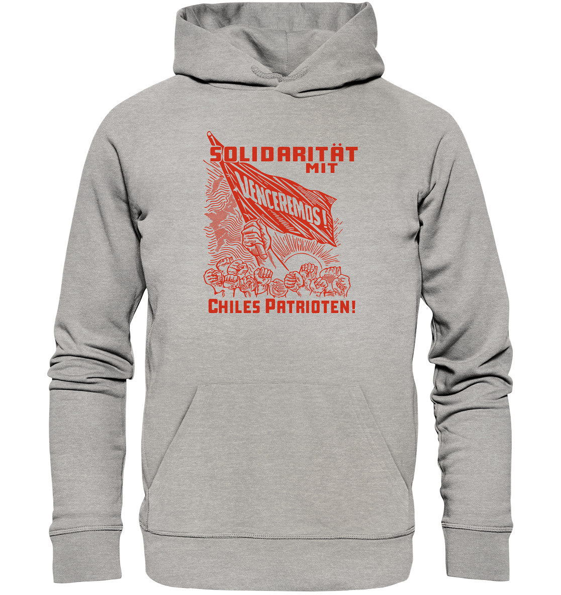 DDR Ostalgie Kapuze / Organic Hoodie Unisex • VENCEREMOS SOLIDARITÄT MIT CHILES PATRIOTEN