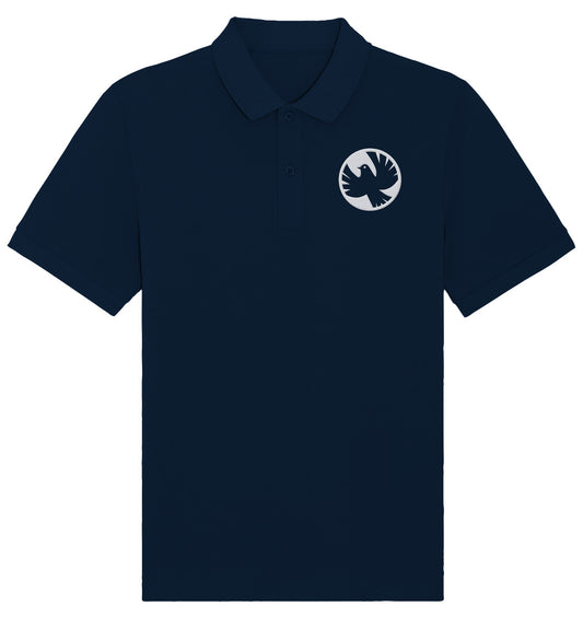 ORGANIC POLOSHIRT BESTICKT • KLEINE WEISSE FRIEDENSTAUBE