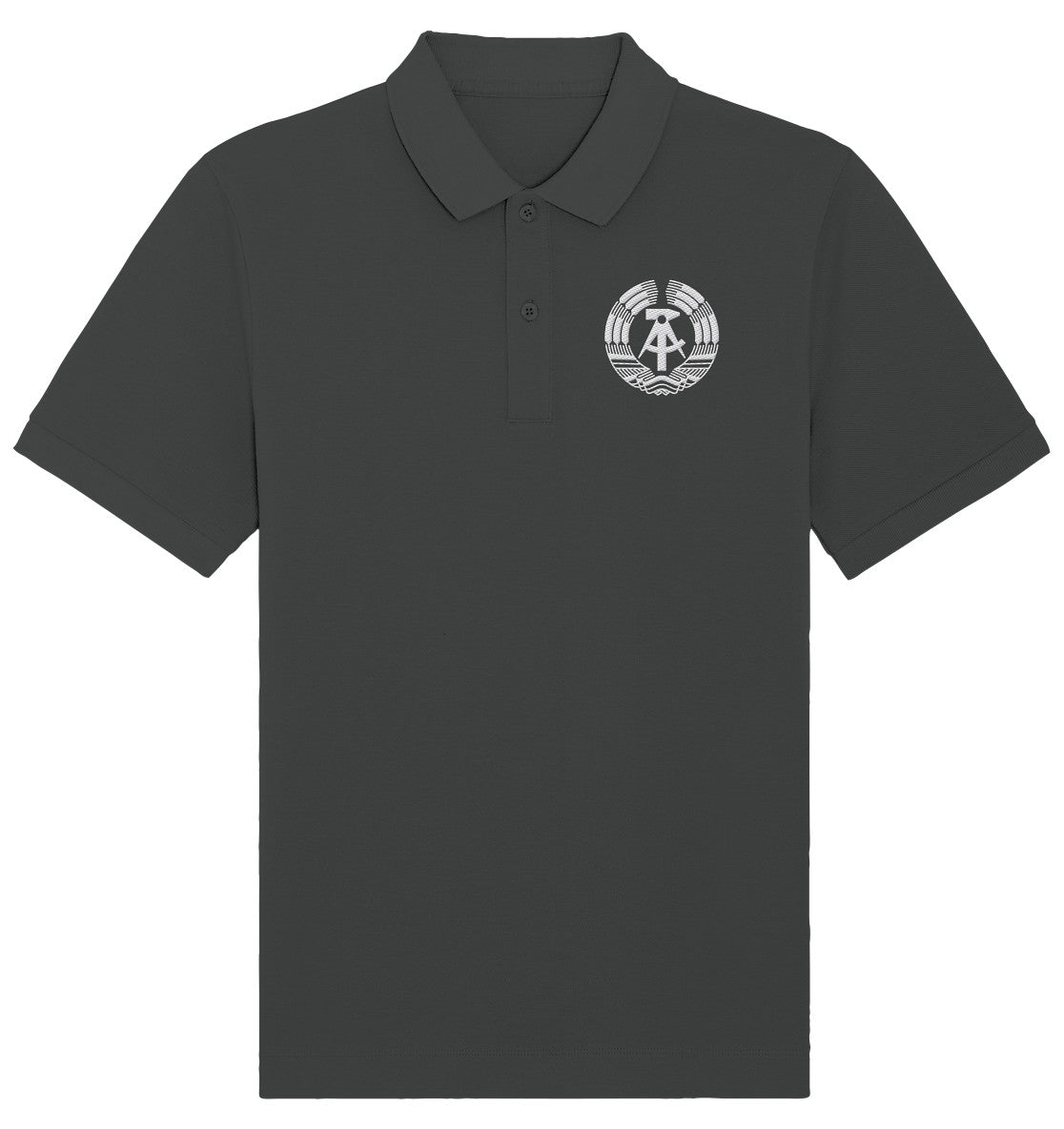 ORGANIC POLOSHIRT BESTICKT • STAATSWAPPEN DDR MONOCHROM