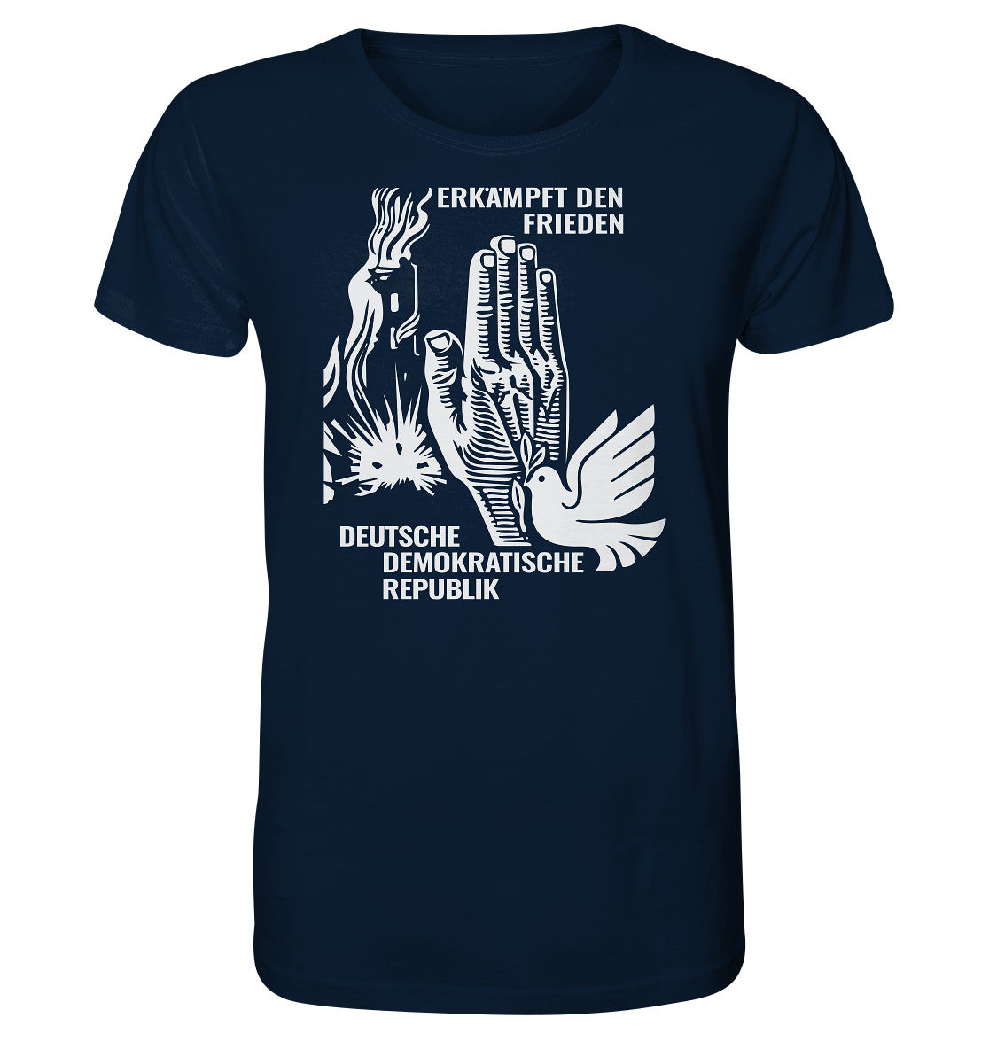 ORGANIC BIO SHIRT UNISEX • ERKÄMPFT DEN FRIEDEN - DDR BRIEFMARKE 8PF