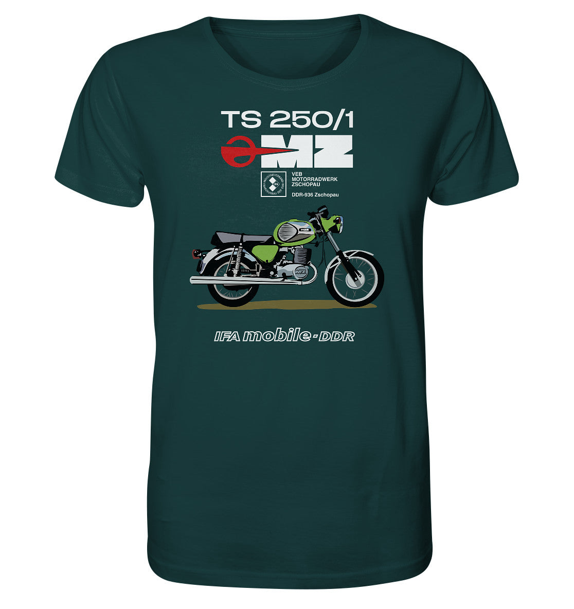 ORGANIC BIO SHIRT UNISEX • MZ TS 250 GRÜN (ORIGINAL DDR-PLAKAT)