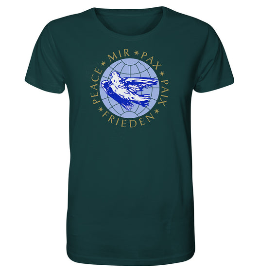 ORGANIC BIO SHIRT UNISEX • PEACE, MIR, PAX, PAIX, FRIEDEN - DDR-ERSTTAGSBRIEF