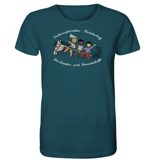 ORGANIC BIO SHIRT UNISEX • INTERNATIONALER KINDERTAG, FÜR FRIEDEN UND FREUNDSCHAFT - ORIGINAL ILLUSTRATION