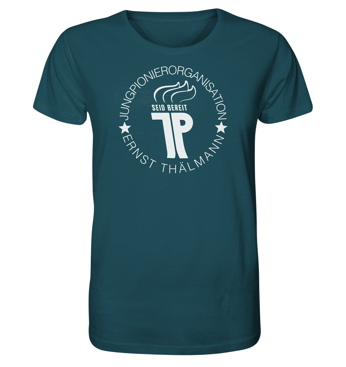 ORGANIC BIO SHIRT UNISEX •  JUNGE PIONIERE - LOGO DUNKEL