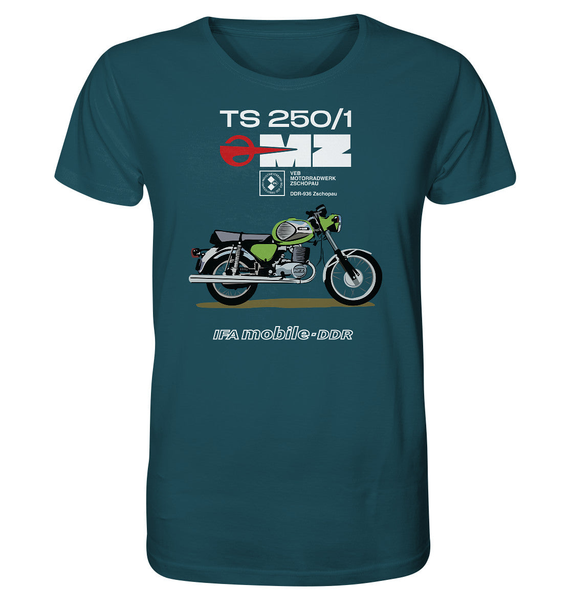 ORGANIC BIO SHIRT UNISEX • MZ TS 250 GRÜN (ORIGINAL DDR-PLAKAT)