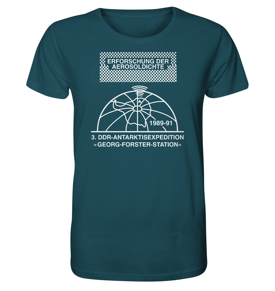 ORGANIC BIO SHIRT UNISEX • ANTARKTISEXPEDITION, ERFORSCHUNG DER AEROSOLDICHTE, 1989-1991