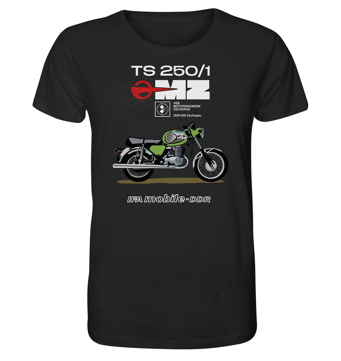 ORGANIC BIO SHIRT UNISEX • MZ TS 250 GRÜN (ORIGINAL DDR-PLAKAT)