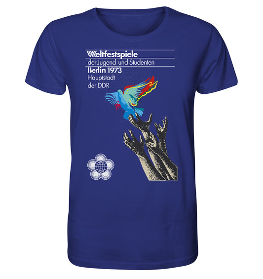 ORGANIC BIO SHIRT UNISEX • WELTFESTSPIELE BERLIN, DDR 1973 - FRIEDENSTAUBE
