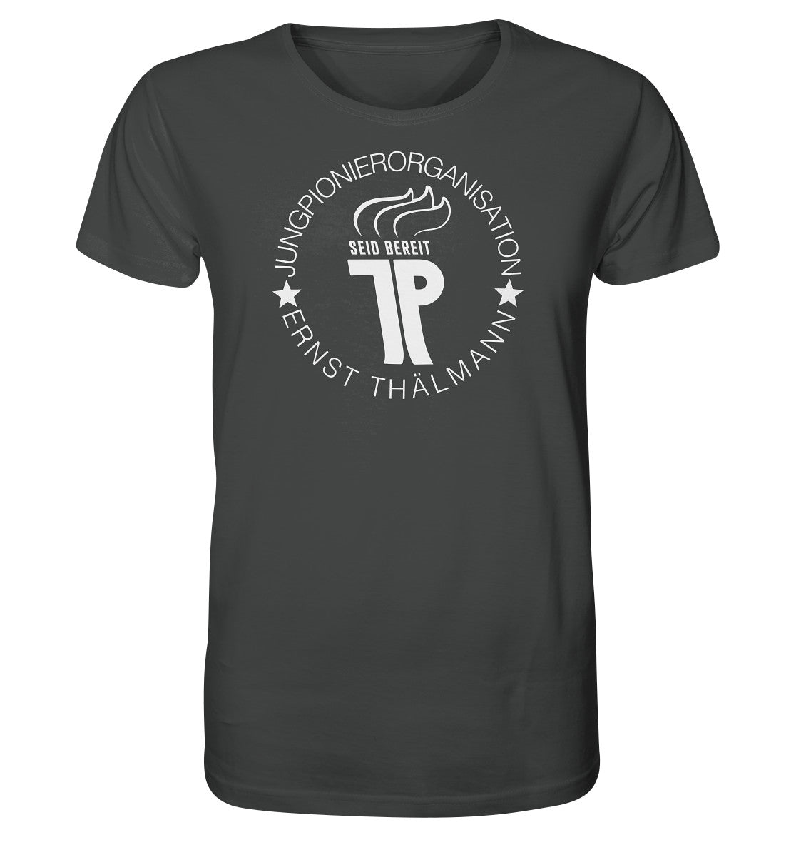 ORGANIC BIO SHIRT UNISEX •  JUNGE PIONIERE - LOGO DUNKEL