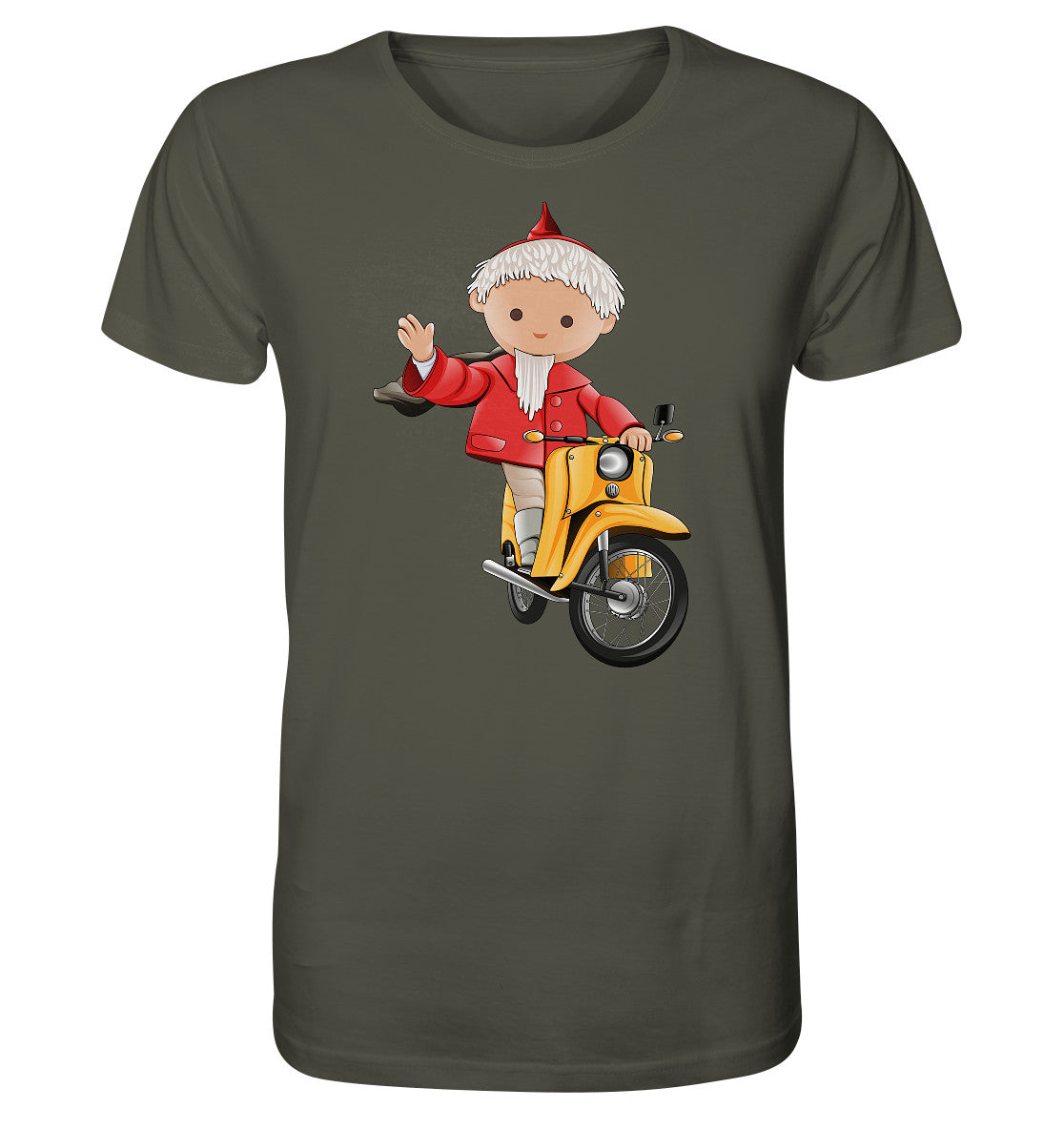 ORGANIC BIO SHIRT UNISEX • UNSER SANDMÄNNCHEN - AUF DER SCHWALBE - ROT (PU-137, 1973)