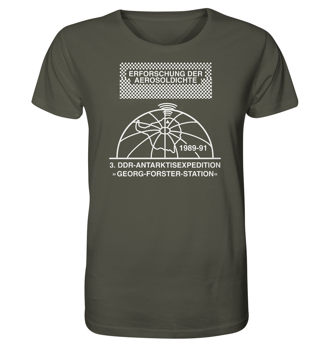 ORGANIC BIO SHIRT UNISEX • ANTARKTISEXPEDITION, ERFORSCHUNG DER AEROSOLDICHTE, 1989-1991