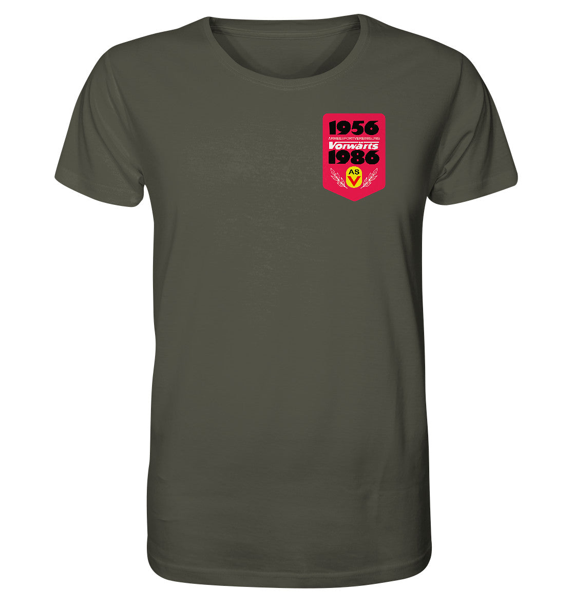 ORGANIC BIO SHIRT UNISEX • ARMEESPORTVEREINIGUNG VORWÄRTS 1956-1986, BRUST BADGE