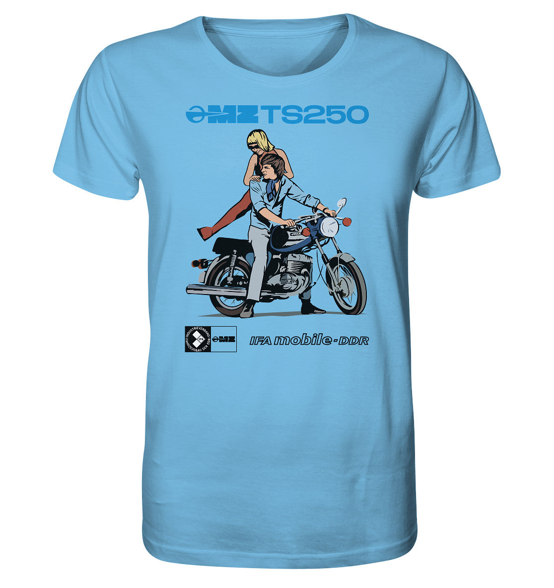 ORGANIC BIO SHIRT UNISEX • MZ TS 250 BLAU (ORIGINAL DDR-PLAKAT)