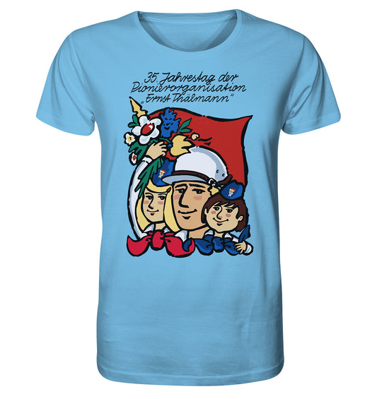 ORGANIC BIO SHIRT UNISEX • 35 JAHRE PIONIERORGANISATION ERNST THÄLMANN (ORIGINAL DDR-PLAKAT)