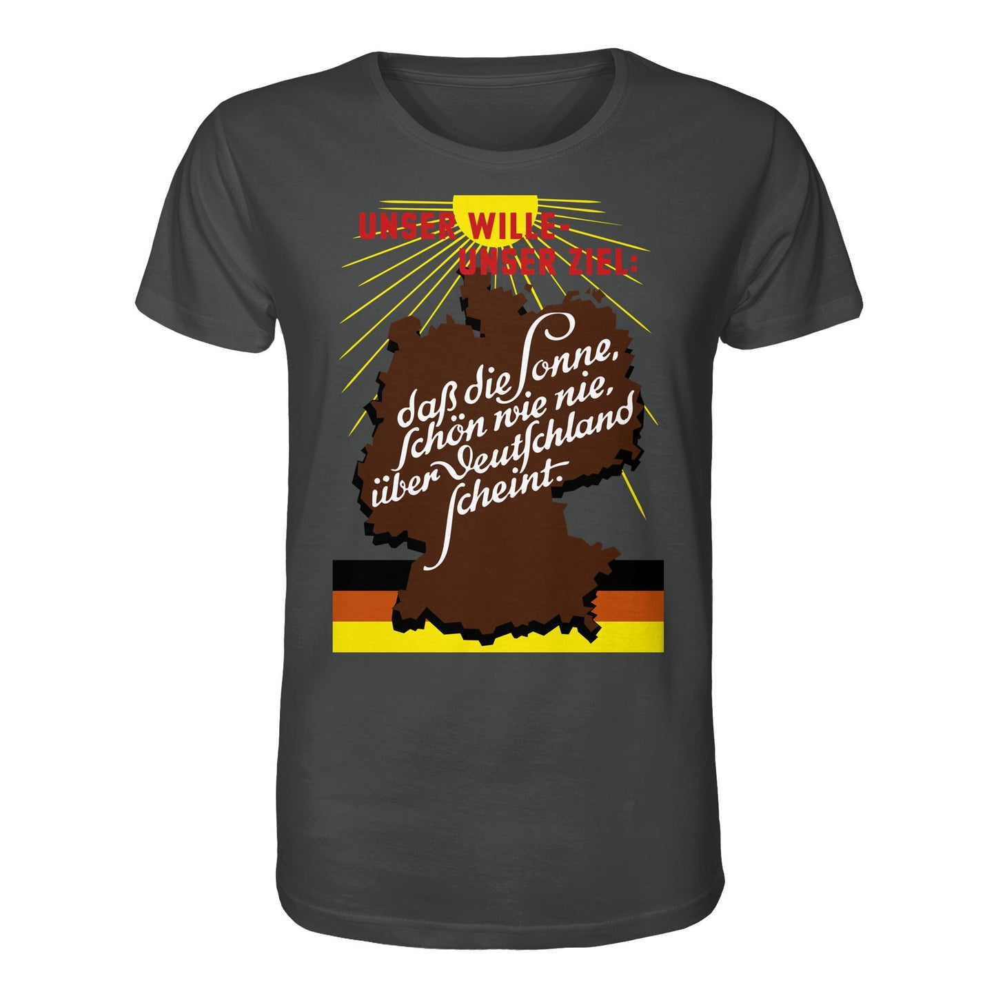 ORGANIC BIO SHIRT UNISEX • DASS DIE SONNE SCHÖN WIE NIE, ÜBER DEUTSCHLAND SCHEINT - ORIGINAL DDR-PLAKAT