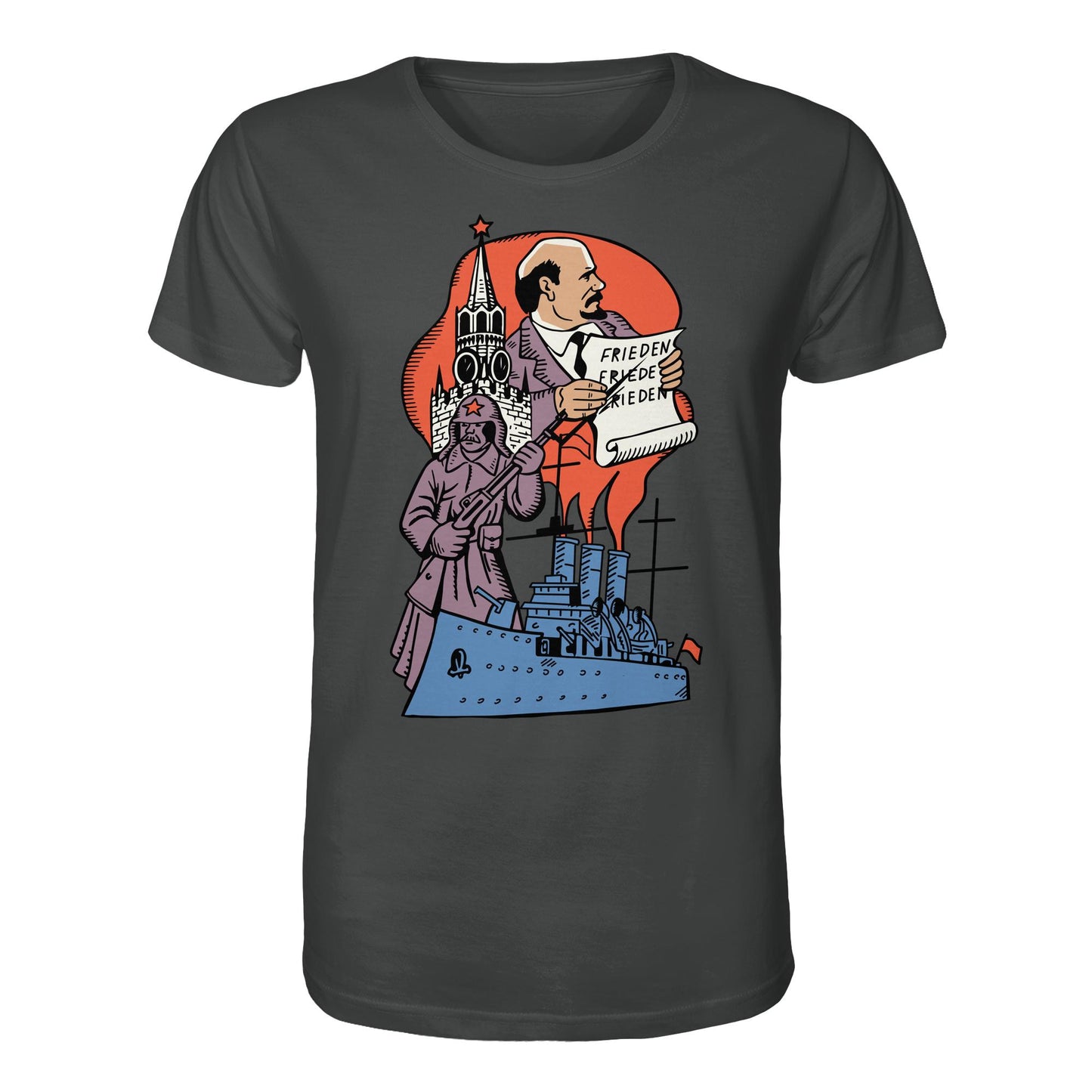DDR Ostalgie Bio-Shirt Unisex • JAHRESTAG OKTOBERREVOLUTION 1917 (ORIGINAL POSTSTEMPEL)