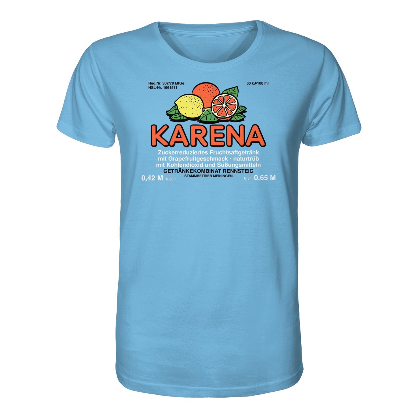 DDR Ostalgie Bio-Shirt Unisex • KARENA LIMONADE - GETRÄNKEKOMBINAT RENNSTEIG, MEININGEN