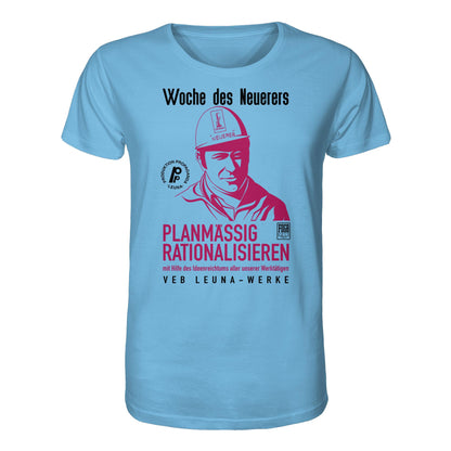 ORGANIC BIO SHIRT UNISEX • LEUNA - PLANMÄSSIG RATIONALISIEREN (DDR-ORIGINAL-PLAKAT)