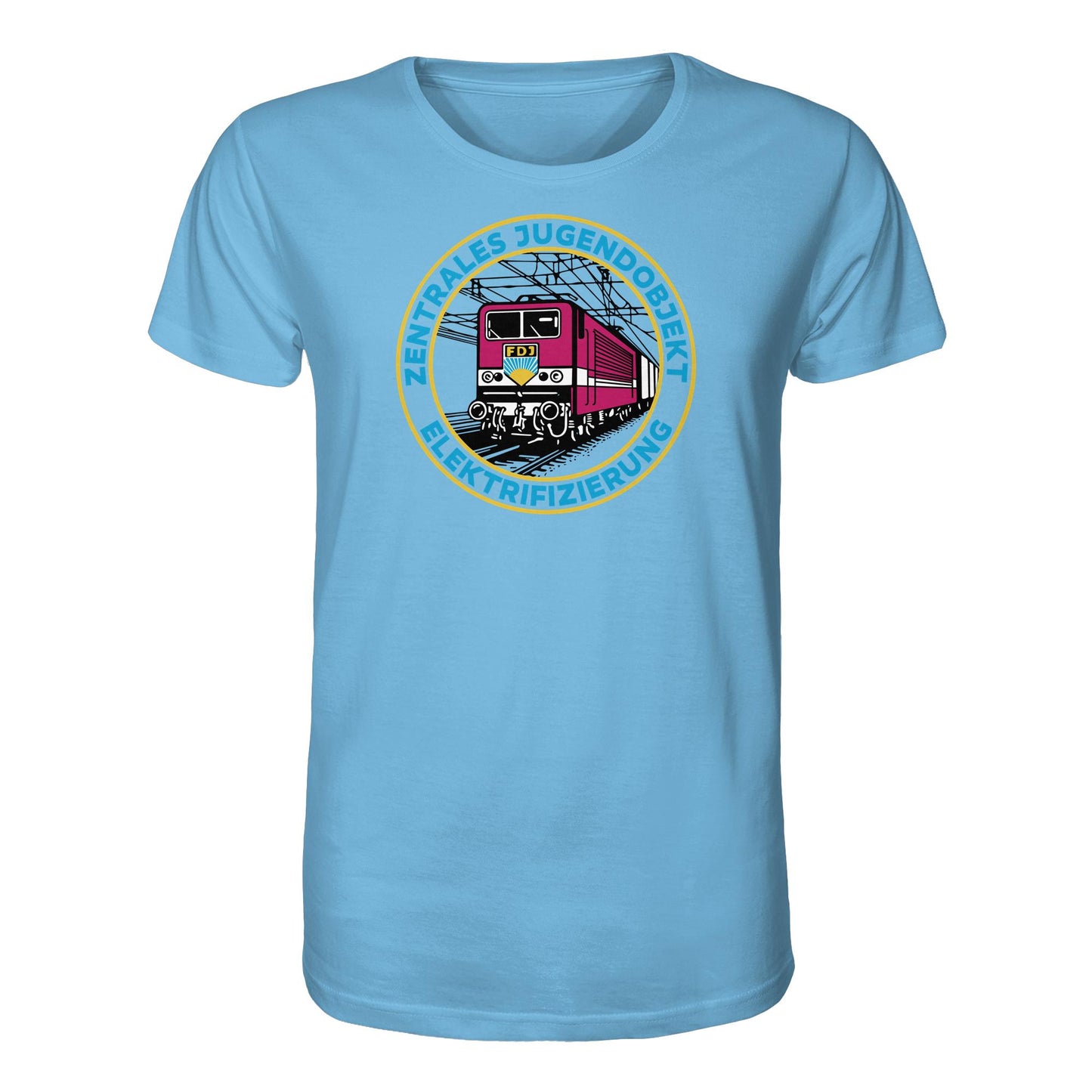 DDR Ostalgie Bio-Shirt Unisex • DR - FDJ ZENTRALES JUGENDOBJEKT ELEKTRIFIZIERUNG