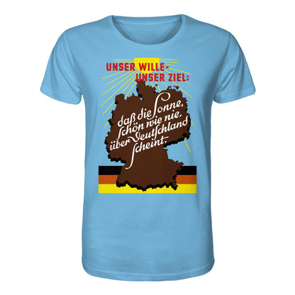 ORGANIC BIO SHIRT UNISEX • DASS DIE SONNE SCHÖN WIE NIE, ÜBER DEUTSCHLAND SCHEINT - ORIGINAL DDR-PLAKAT