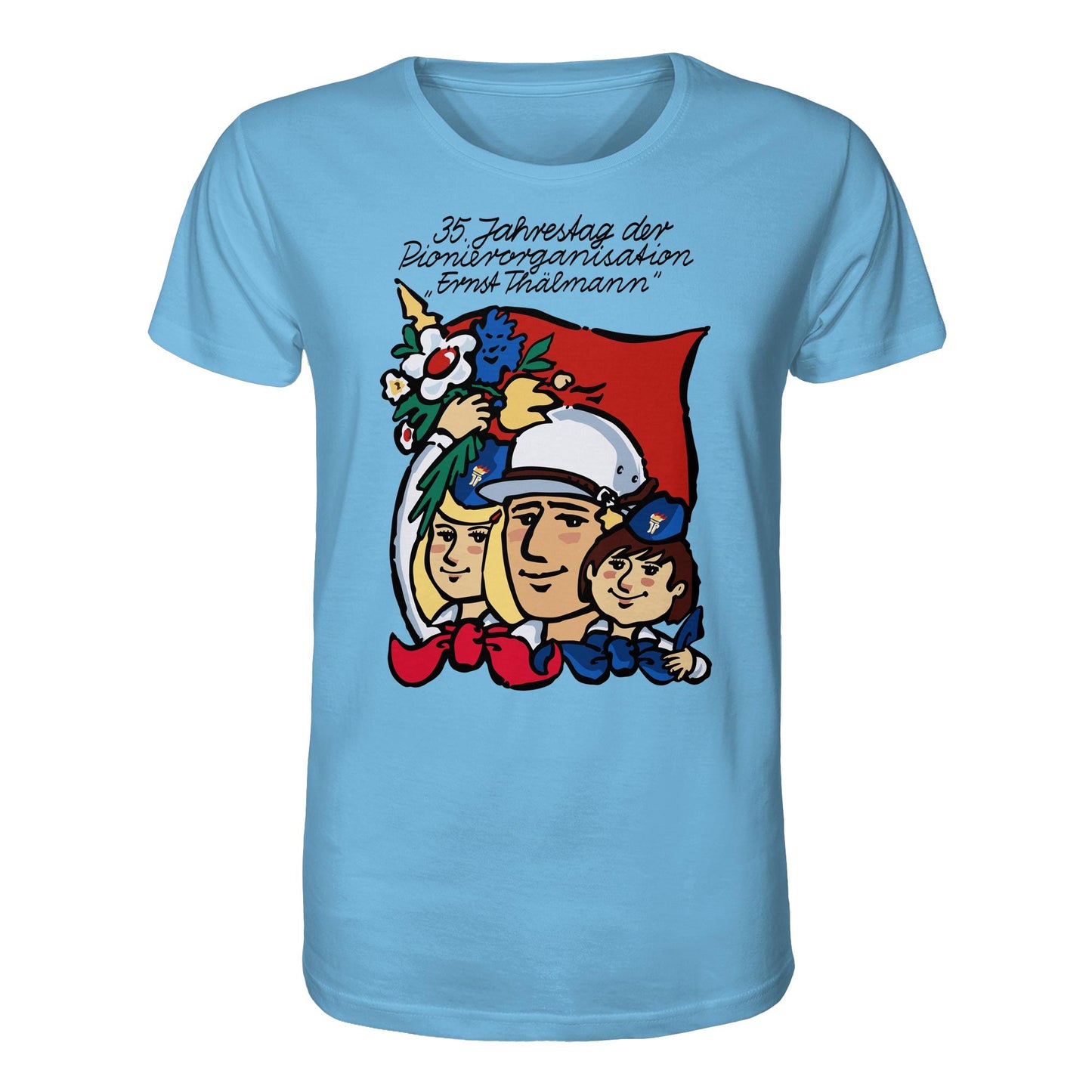 ORGANIC BIO SHIRT UNISEX • 35 JAHRE PIONIERORGANISATION ERNST THÄLMANN (ORIGINAL DDR-PLAKAT)