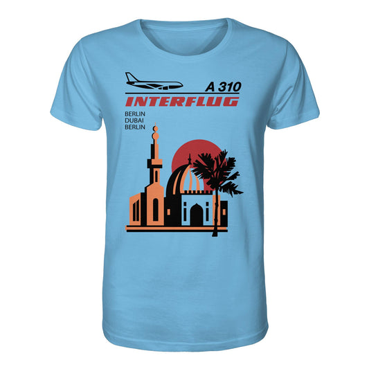 DDR Ostalgie Bio-Shirt Unisex • INTERFLUG BERLIN - DUBAI (ORIGINAL SONDERSTEMPEL)