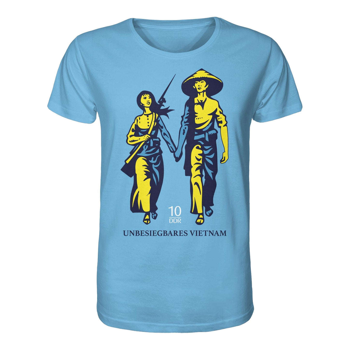 DDR Ostalgie Bio-Shirt Unisex • UNBESIEGBARES VIETNAM (ORIGINAL DDR-BRIEFMARKE)