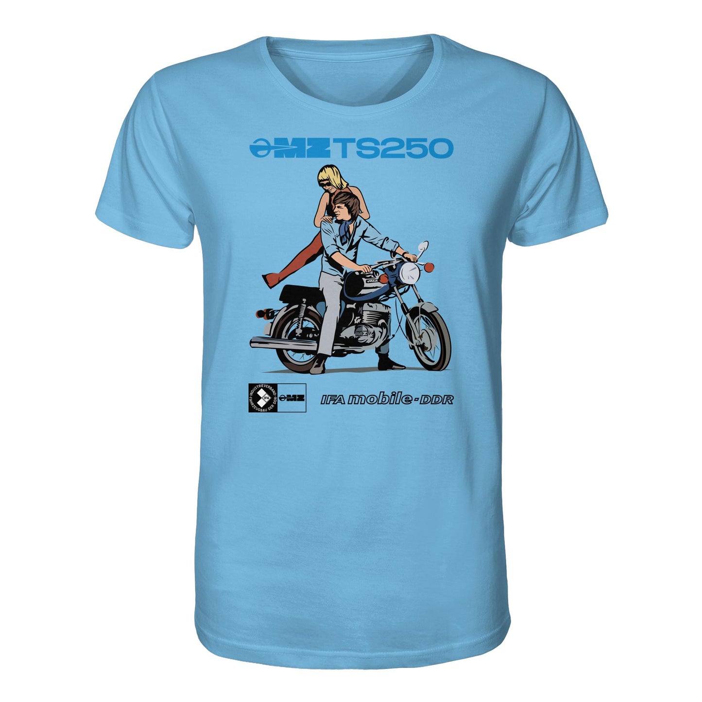 ORGANIC BIO SHIRT UNISEX • MZ TS 250 BLAU (ORIGINAL DDR-PLAKAT)