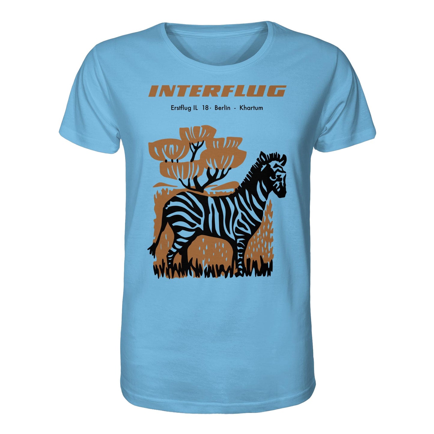 DDR Ostalgie Bio-Shirt Unisex • INTERFLUG BERLIN - KHARTUM (ORIGINAL SONDERSTEMPEL)