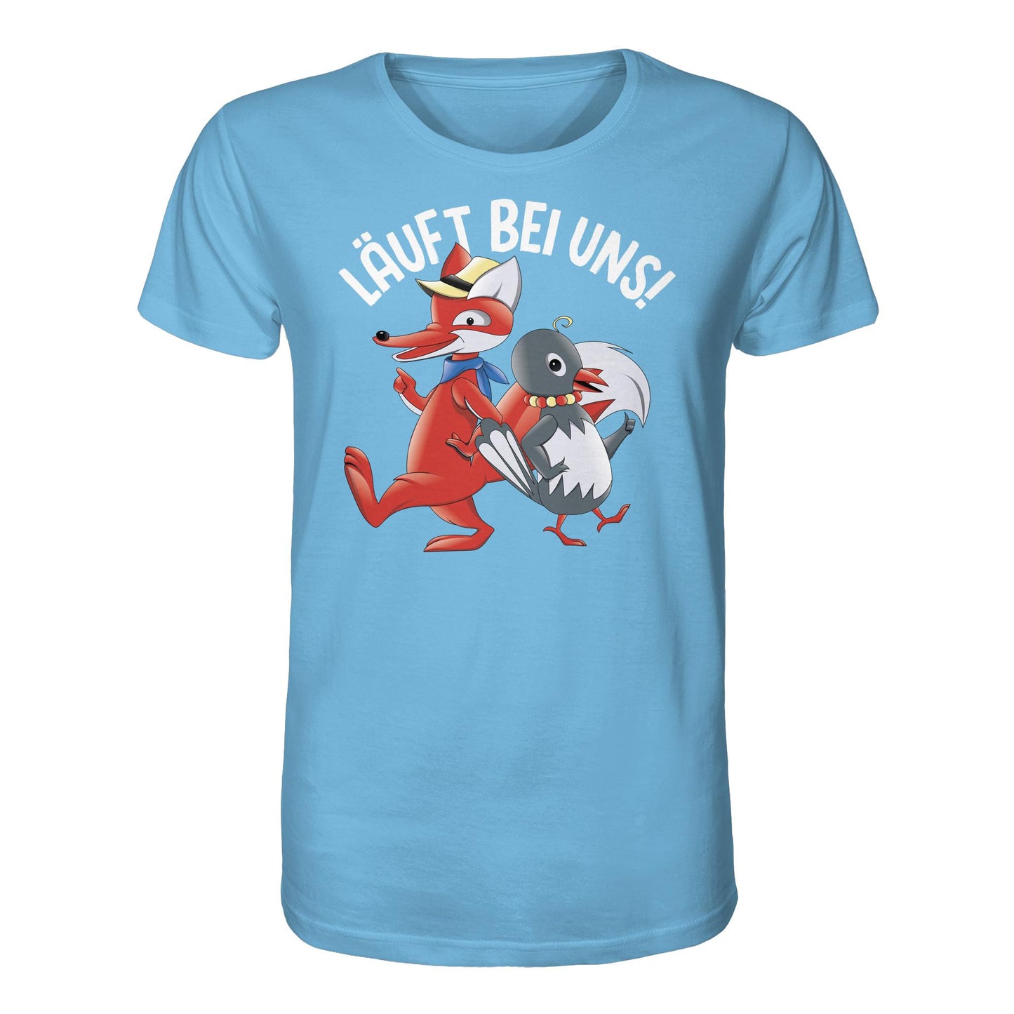 DDR Ostalgie Bio-Shirt Unisex • UNSER SANDMÄNNCHEN - HERR FUCHS & FRAU ELSTER, LÄUFT BEI UNS!