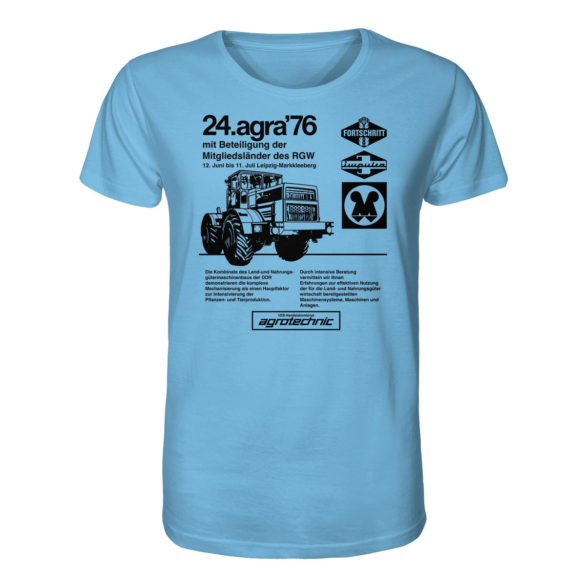 DDR Ostalgie Bio-Shirt Unisex • AGRA 1976, LEIPZIG-MARKKLEEBERG