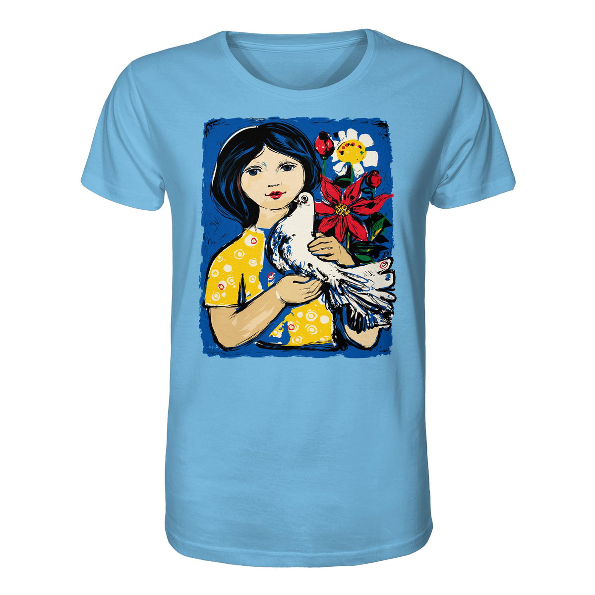 DDR Ostalgie Bio-Shirt Unisex • WALTER WOMACKA - MÄDCHEN MIT FRIEDENSTAUBE