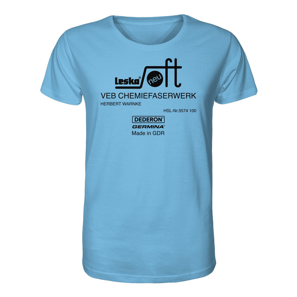 DDR Ostalgie Bio-Shirt Unisex • LESKA VEB CHEMIEFASERWERK HERBERT WARNKE - DEDERON, GERMINA