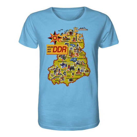 DDR Ostalgie Bio-Shirt Unisex • GRUSS AUS DER DDR (ORIGINAL POSTKARTE)