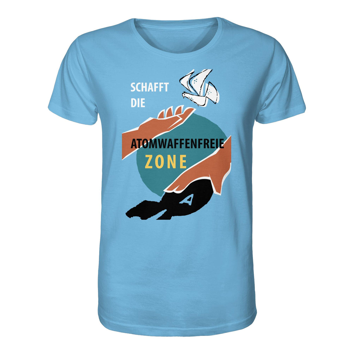 DDR Ostalgie Bio-Shirt Unisex • SCHAFFT DIE ATOMWAFFENFREIE ZONE (ORIGINAL-PLAKAT)