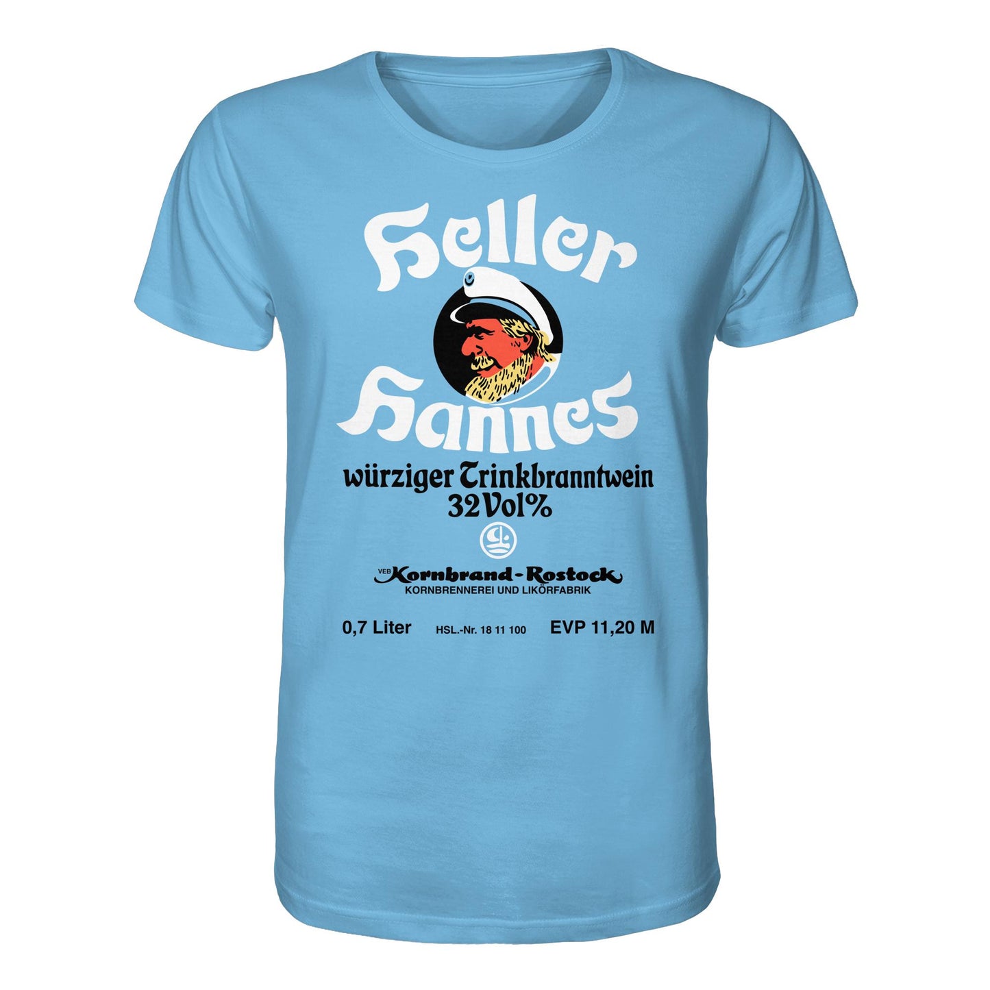 DDR Ostalgie Bio-Shirt Unisex • HELLER HANNES - TRINKBRANNTWEIN - VEB KORNBRANDT ROSTOCK
