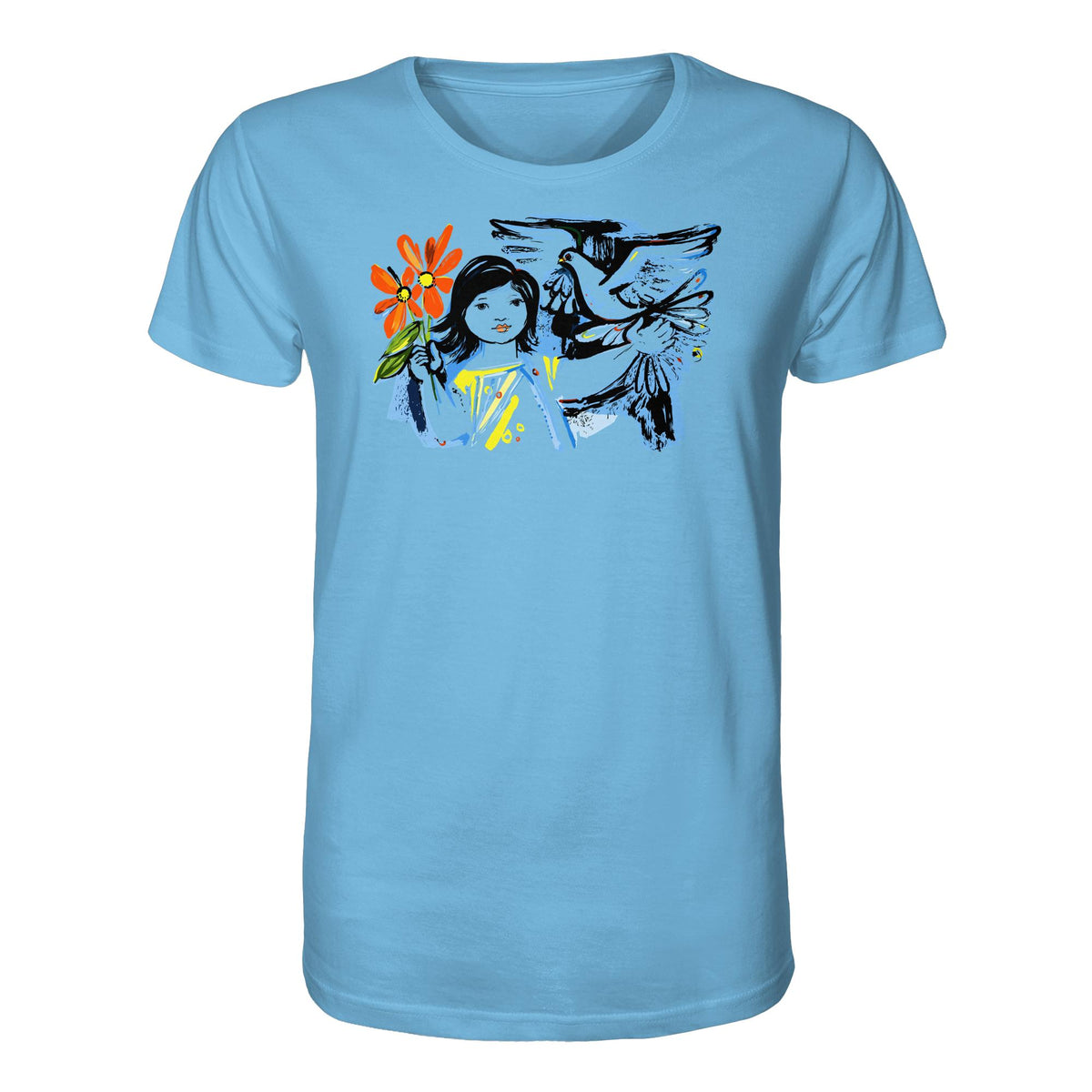 DDR Ostalgie Bio-Shirt Unisex • WALTER WOMACKA - MÄDCHEN MIT FRIEDENSTAUBE (1963)