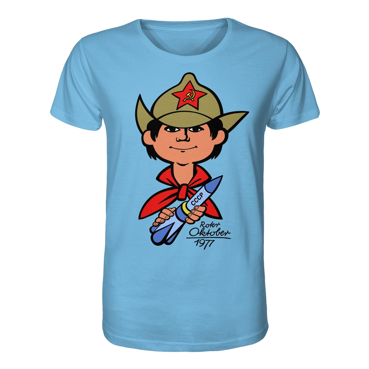 DDR Ostalgie Bio-Shirt Unisex • ROTER OKTOBER 1917 (ORIGINAL NICKI-MOTIV)