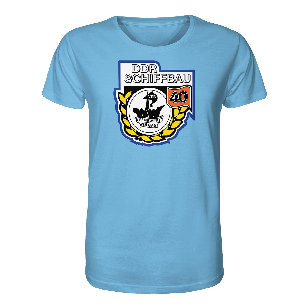 DDR Ostalgie Bio-Shirt Unisex • VEB PEENEWERFT WOLGAST, DDR SCHIFFBAU
