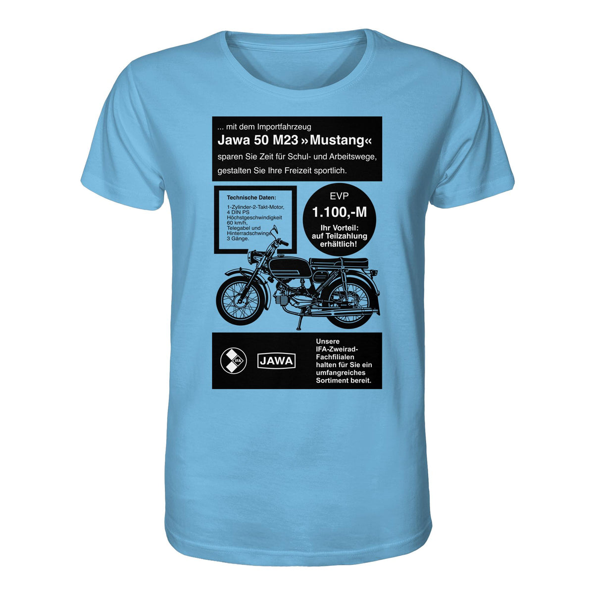 DDR Ostalgie Bio-Shirt Unisex • JAWA 50 M23 (ORIGINAL-PLAKAT)