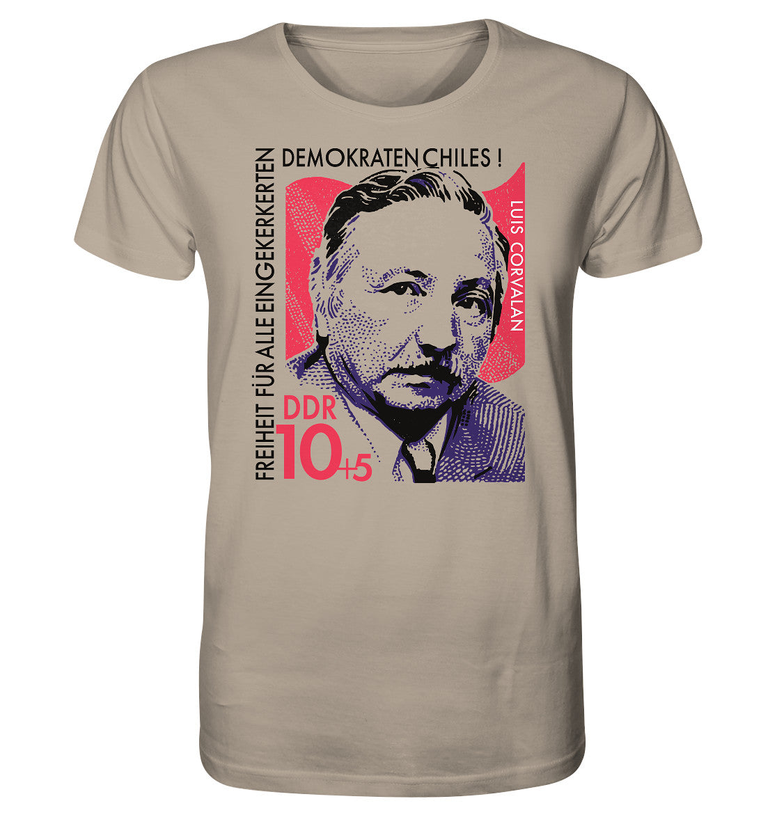 ORGANIC BIO SHIRT UNISEX • DDR BRIEFMARKE - FREIHEIT FÜR LUIS CORVALAN