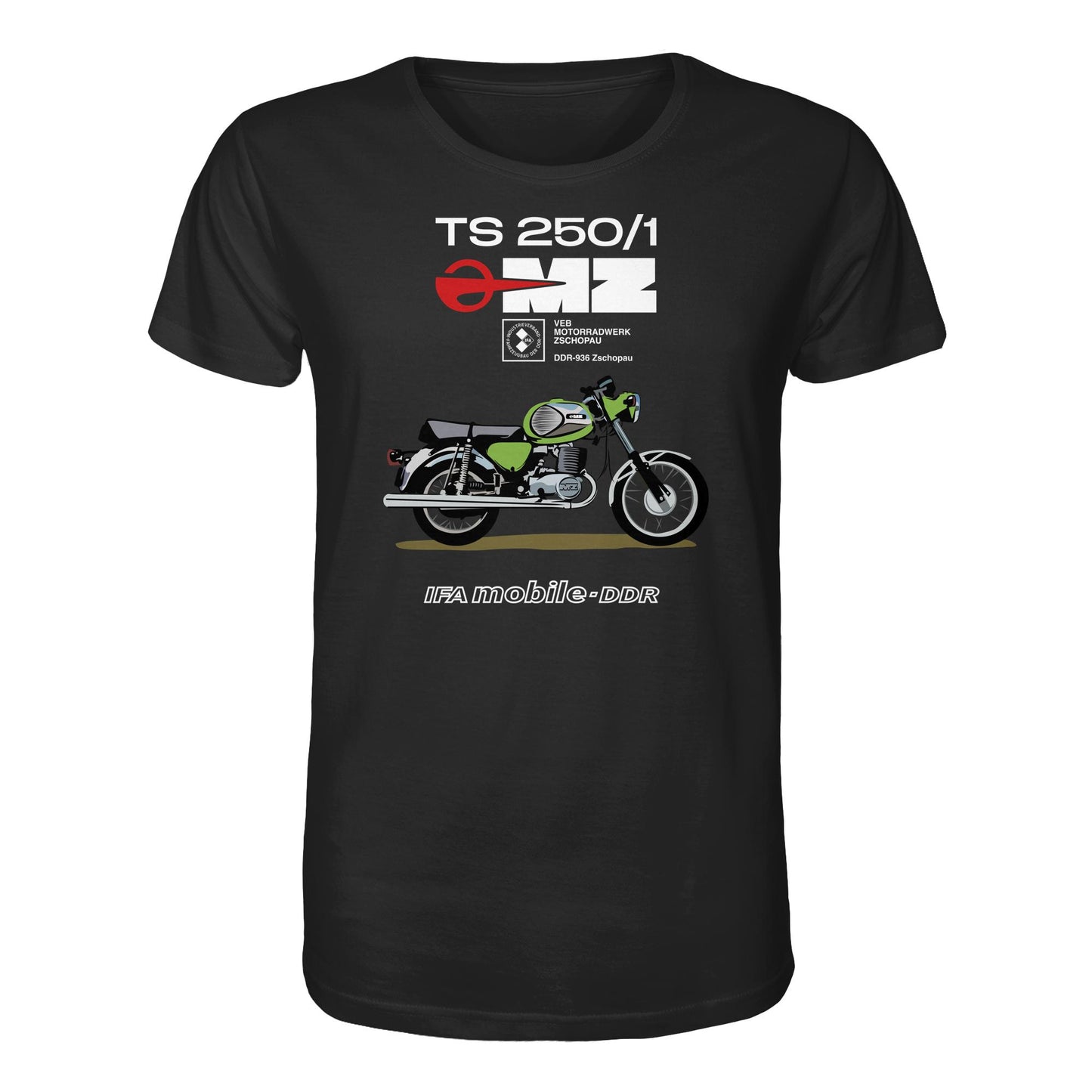 ORGANIC BIO SHIRT UNISEX • MZ TS 250 GRÜN (ORIGINAL DDR-PLAKAT)